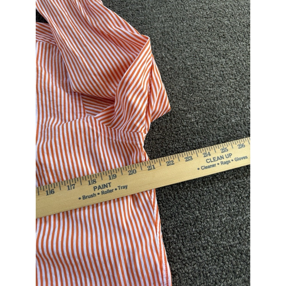 Ralph Lauren Classic Fit Men's Medium Orange White Striped Button Down Shirt - Picture 5 of 5